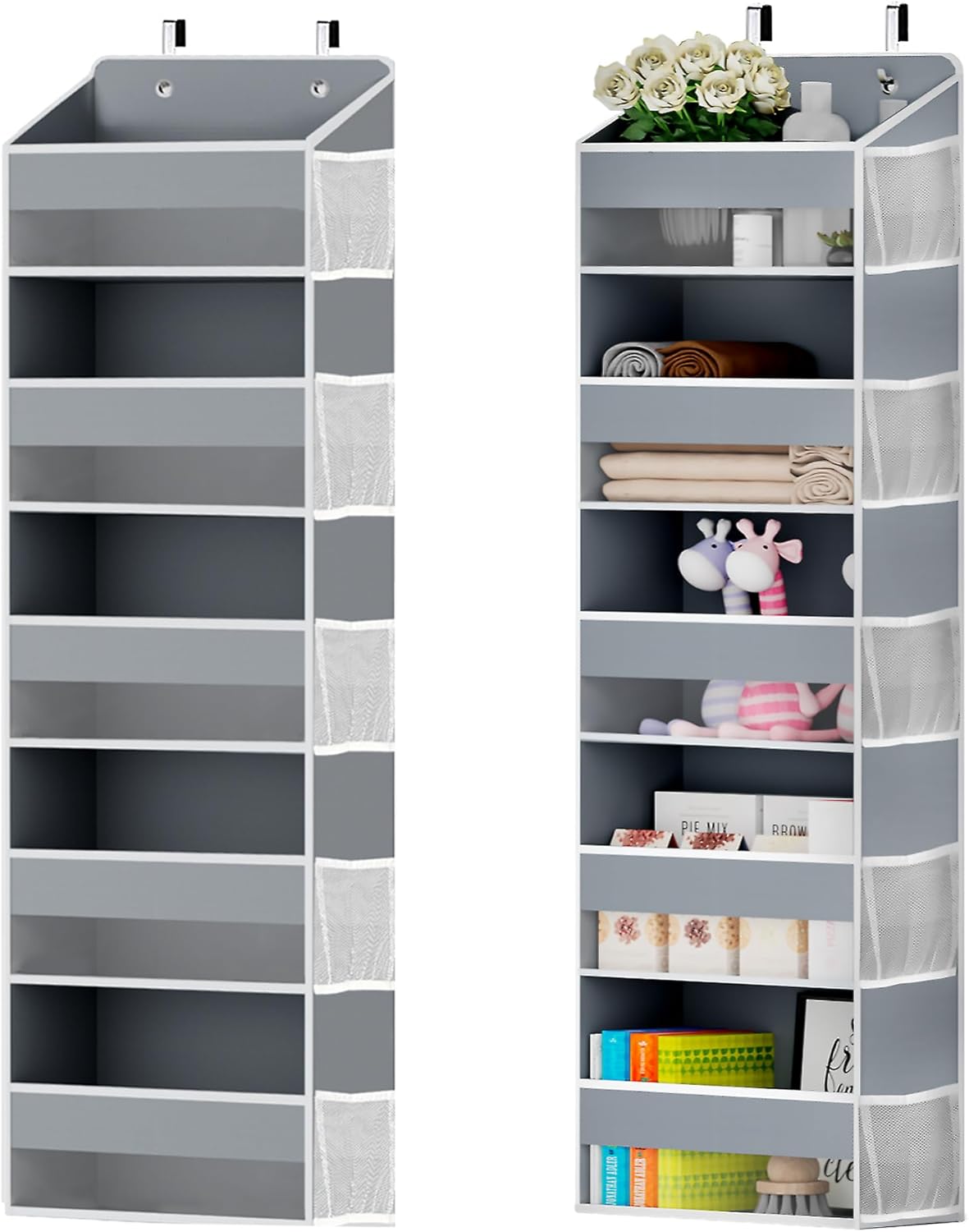 One Pack Hanging Closet Over The Door Organizer with 5 Shelf Storage for Bedroom, Bathroom, Pantry, Large Capacity Transparent Pockets for Behind Doors