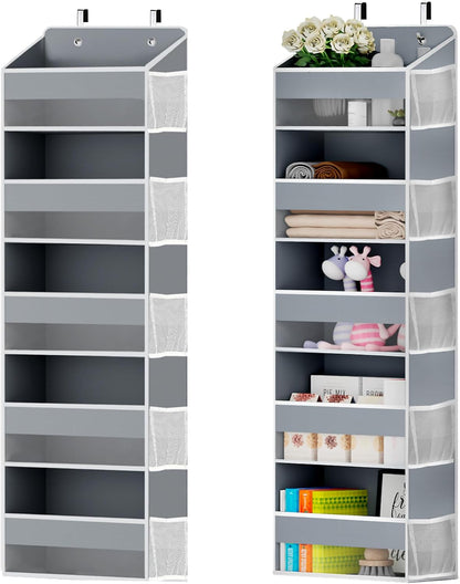 One Pack Hanging Closet Over The Door Organizer with 5 Shelf Storage for Bedroom, Bathroom, Pantry, Large Capacity Transparent Pockets for Behind Doors