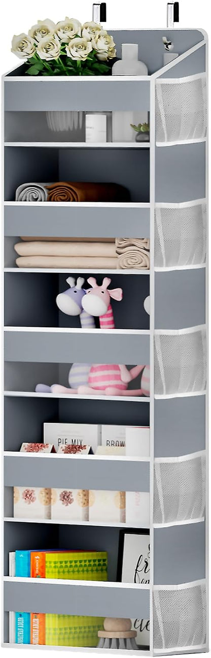One Pack Hanging Closet Over The Door Organizer with 5 Shelf Storage for Bedroom, Bathroom, Pantry, Large Capacity Transparent Pockets for Behind Doors