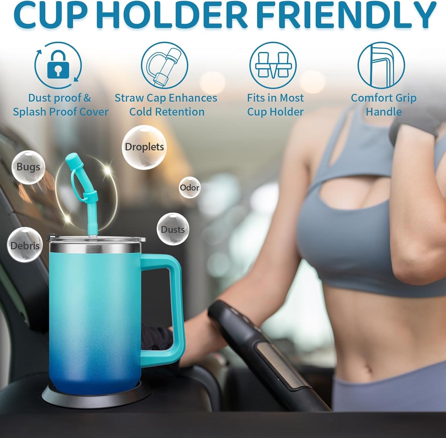 Tumbler with Lid and Straw 40oz Stainless Steel Tumblers with Protective Boot & Double Threaded Cap, Thermal Travel Coffee Mug Flask Keeps Cold-34 Hrs for Gym Office, Car Cupholder Friendly