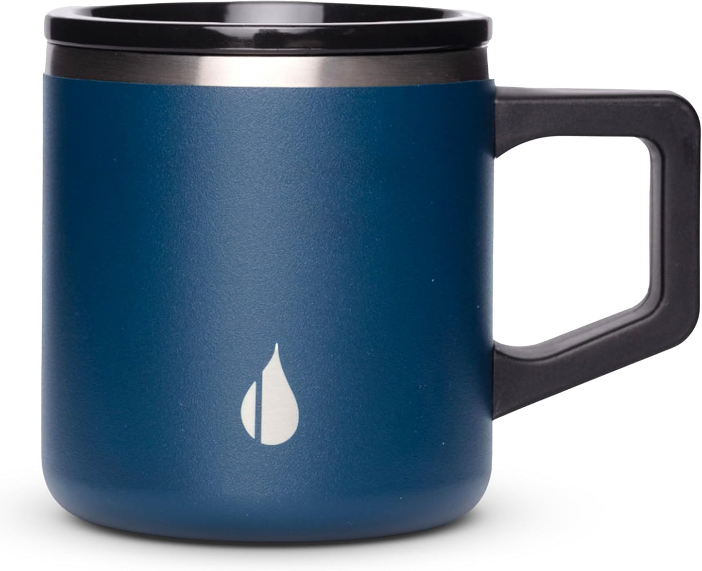 Insulated Coffee Mug - Triple-Wall Stainless Steel Summit Travel Cup for Hot and Cold Drinks - Thermal Coffee Mug with Lid and Handle for Camping, Office & Travel 12oz - Black