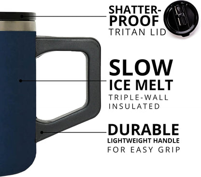 Insulated Coffee Mug - Triple-Wall Stainless Steel Summit Travel Cup for Hot and Cold Drinks - Thermal Coffee Mug with Lid and Handle for Camping, Office & Travel 12oz - Black