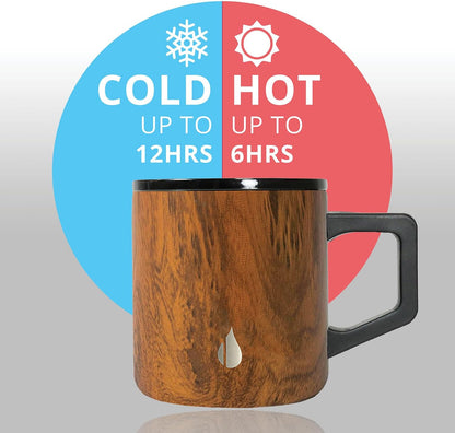 Insulated Coffee Mug - Triple-Wall Stainless Steel Summit Travel Cup for Hot and Cold Drinks - Thermal Coffee Mug with Lid and Handle for Camping, Office & Travel 12oz - Black
