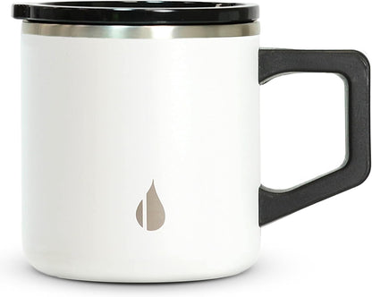 Insulated Coffee Mug - Triple-Wall Stainless Steel Summit Travel Cup for Hot and Cold Drinks - Thermal Coffee Mug with Lid and Handle for Camping, Office & Travel 12oz - Black