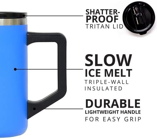 Insulated Coffee Mug - Triple-Wall Stainless Steel Summit Travel Cup for Hot and Cold Drinks - Thermal Coffee Mug with Lid and Handle for Camping, Office & Travel 12oz - Black