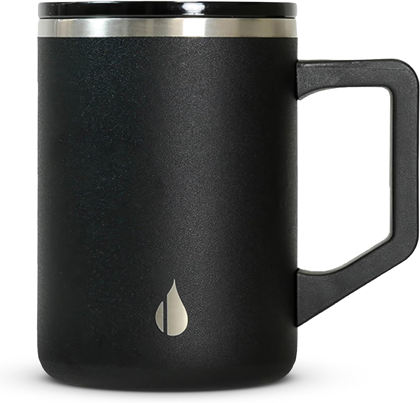 Insulated Coffee Mug - Triple-Wall Stainless Steel Summit Travel Cup for Hot and Cold Drinks - Thermal Coffee Mug with Lid and Handle for Camping, Office & Travel 12oz - Black