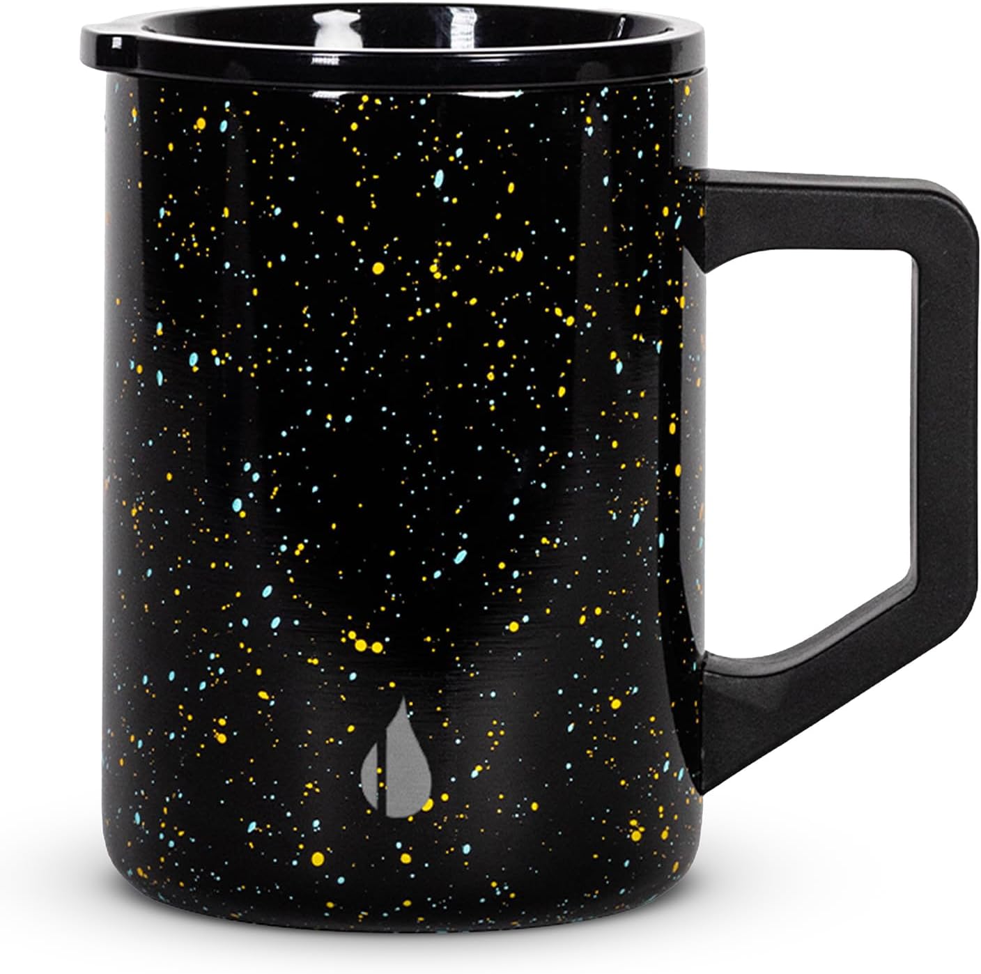 Insulated Coffee Mug - Triple-Wall Stainless Steel Summit Travel Cup for Hot and Cold Drinks - Thermal Coffee Mug with Lid and Handle for Camping, Office & Travel 12oz - Black