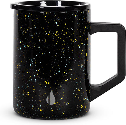 Insulated Coffee Mug - Triple-Wall Stainless Steel Summit Travel Cup for Hot and Cold Drinks - Thermal Coffee Mug with Lid and Handle for Camping, Office & Travel 12oz - Black