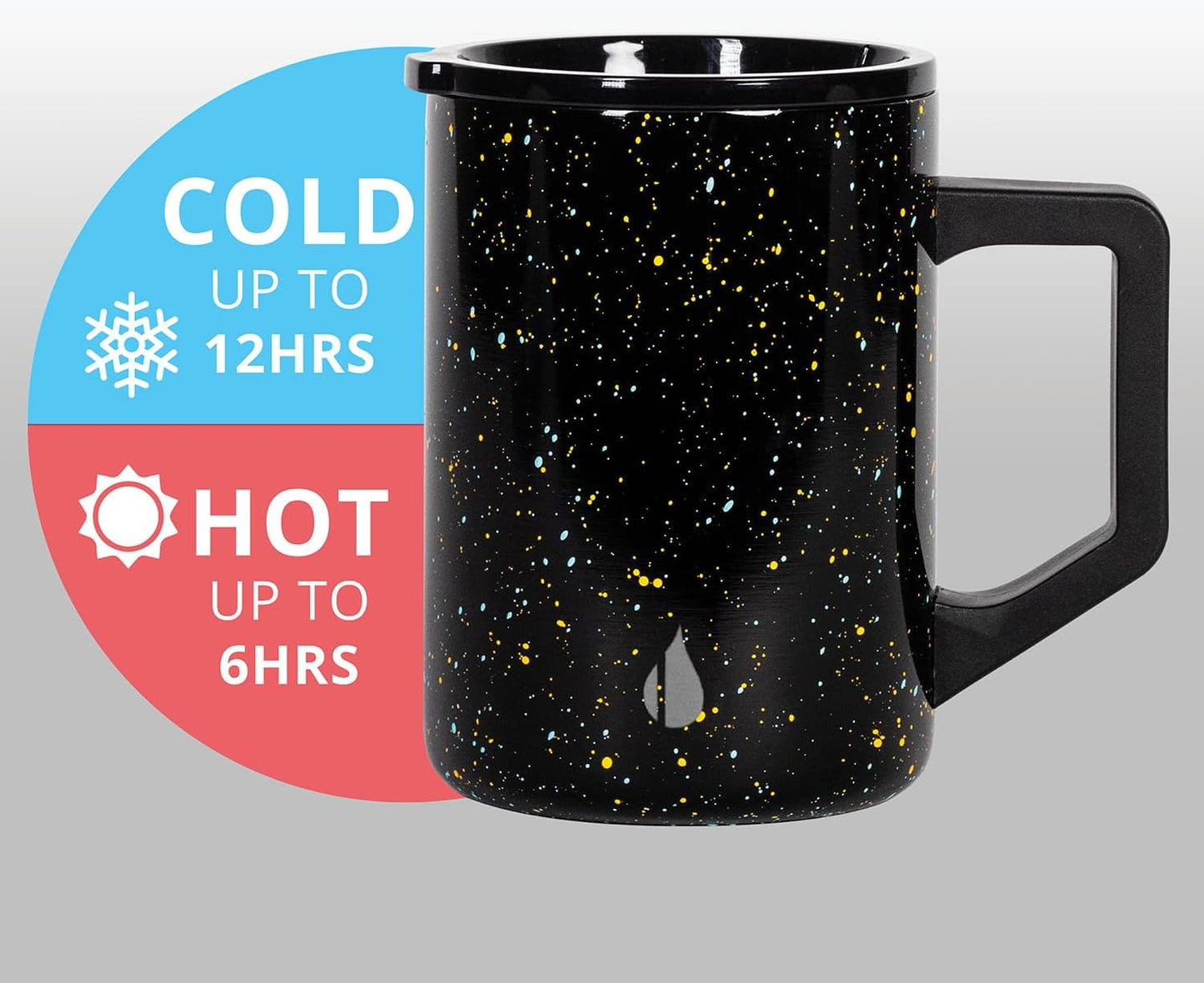 Insulated Coffee Mug - Triple-Wall Stainless Steel Summit Travel Cup for Hot and Cold Drinks - Thermal Coffee Mug with Lid and Handle for Camping, Office & Travel 12oz - Black