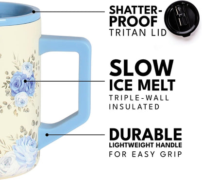 Insulated Coffee Mug - Triple-Wall Stainless Steel Summit Travel Cup for Hot and Cold Drinks - Thermal Coffee Mug with Lid and Handle for Camping, Office & Travel 12oz - Black