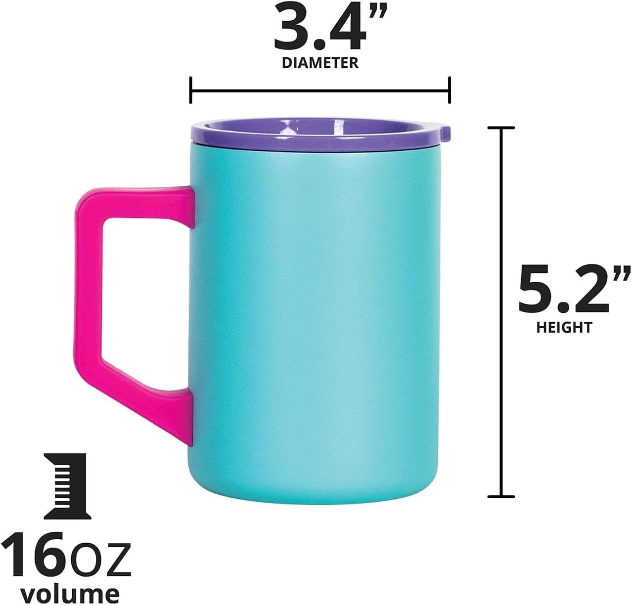 Insulated Coffee Mug - Triple-Wall Stainless Steel Summit Travel Cup for Hot and Cold Drinks - Thermal Coffee Mug with Lid and Handle for Camping, Office & Travel 12oz - Black