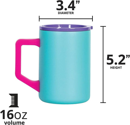 Insulated Coffee Mug - Triple-Wall Stainless Steel Summit Travel Cup for Hot and Cold Drinks - Thermal Coffee Mug with Lid and Handle for Camping, Office & Travel 12oz - Black