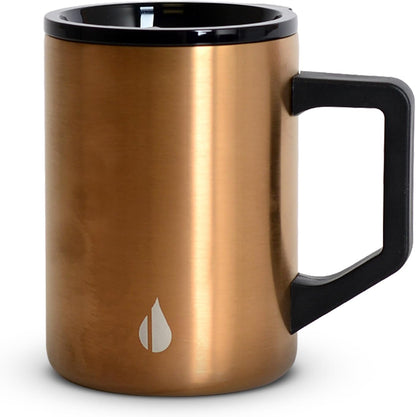 Insulated Coffee Mug - Triple-Wall Stainless Steel Summit Travel Cup for Hot and Cold Drinks - Thermal Coffee Mug with Lid and Handle for Camping, Office & Travel 12oz - Black