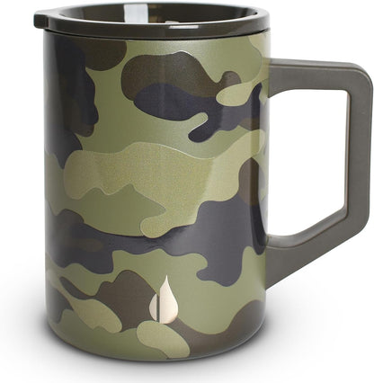 Insulated Coffee Mug - Triple-Wall Stainless Steel Summit Travel Cup for Hot and Cold Drinks - Thermal Coffee Mug with Lid and Handle for Camping, Office & Travel 12oz - Black