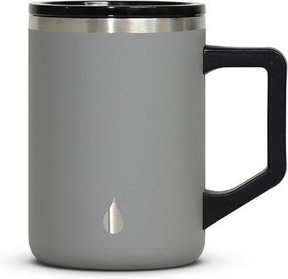 Insulated Coffee Mug - Triple-Wall Stainless Steel Summit Travel Cup for Hot and Cold Drinks - Thermal Coffee Mug with Lid and Handle for Camping, Office & Travel 12oz - Black
