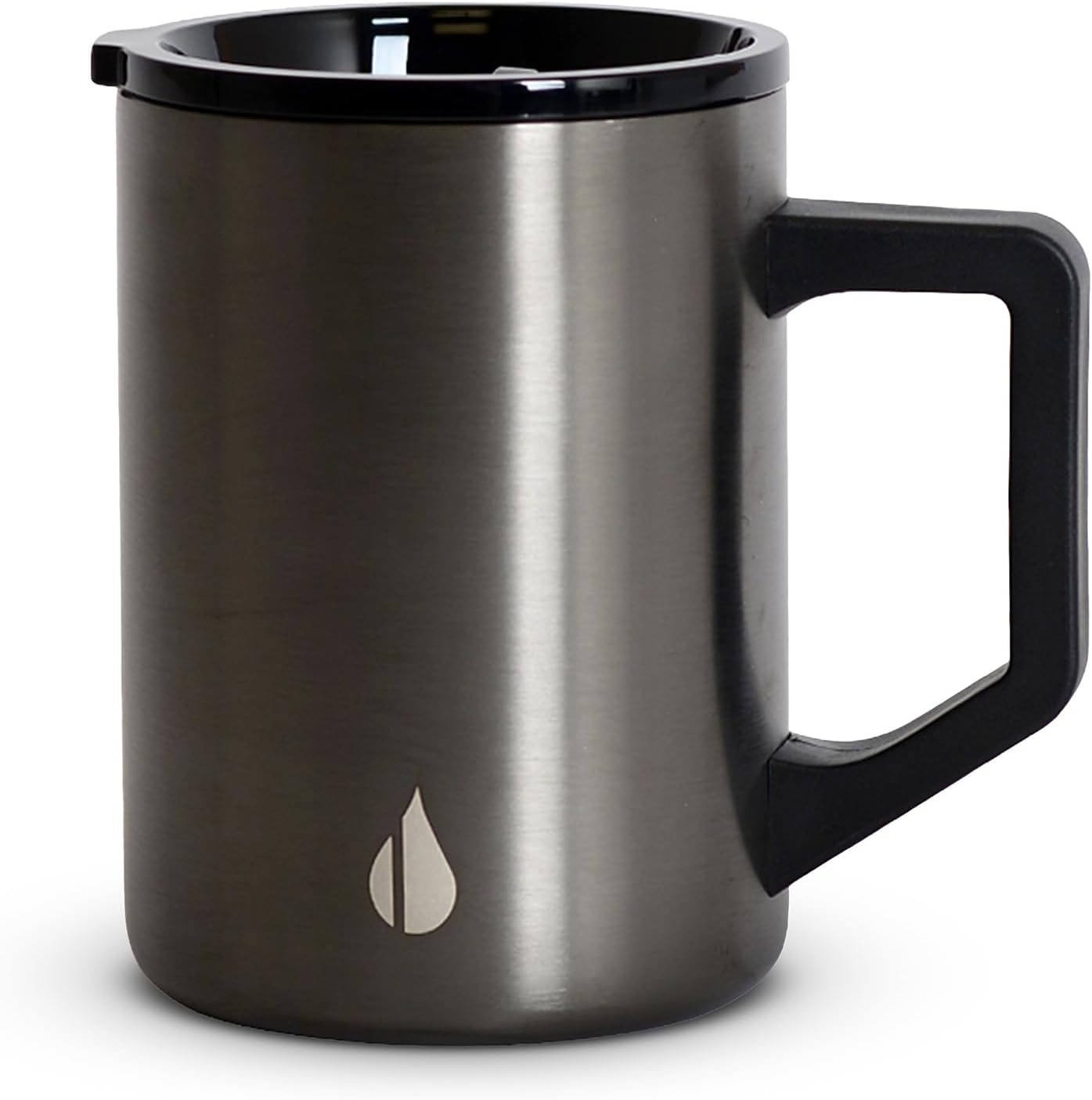 Insulated Coffee Mug - Triple-Wall Stainless Steel Summit Travel Cup for Hot and Cold Drinks - Thermal Coffee Mug with Lid and Handle for Camping, Office & Travel 12oz - Black