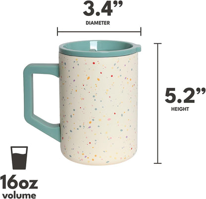 Insulated Coffee Mug - Triple-Wall Stainless Steel Summit Travel Cup for Hot and Cold Drinks - Thermal Coffee Mug with Lid and Handle for Camping, Office & Travel 12oz - Black