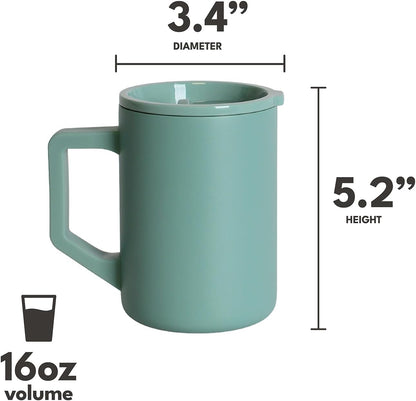 Insulated Coffee Mug - Triple-Wall Stainless Steel Summit Travel Cup for Hot and Cold Drinks - Thermal Coffee Mug with Lid and Handle for Camping, Office & Travel 12oz - Black