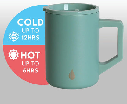 Insulated Coffee Mug - Triple-Wall Stainless Steel Summit Travel Cup for Hot and Cold Drinks - Thermal Coffee Mug with Lid and Handle for Camping, Office & Travel 12oz - Black