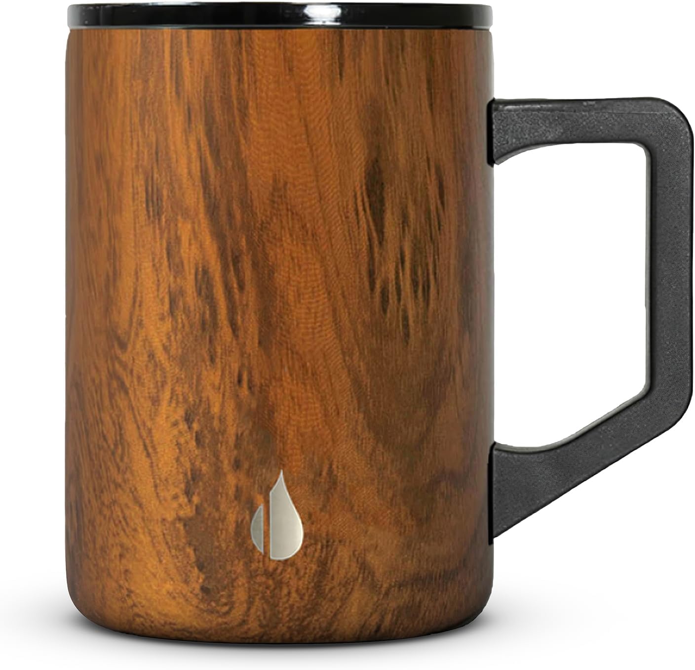 Insulated Coffee Mug - Triple-Wall Stainless Steel Summit Travel Cup for Hot and Cold Drinks - Thermal Coffee Mug with Lid and Handle for Camping, Office & Travel 12oz - Black
