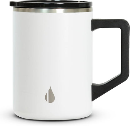 Insulated Coffee Mug - Triple-Wall Stainless Steel Summit Travel Cup for Hot and Cold Drinks - Thermal Coffee Mug with Lid and Handle for Camping, Office & Travel 12oz - Black