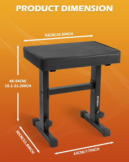 Piano Bench Adjustable Stool, Music Keyboard Bench Seat, Piano Stool Chair with Padded Cushion for Musicians, Black, SPB-M50 (PU Leather)