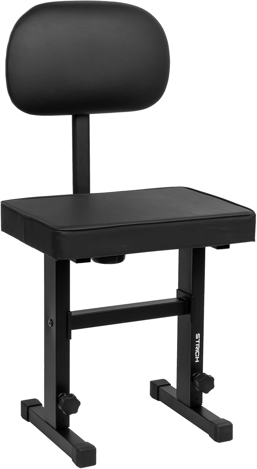 Piano Bench Adjustable Stool, Music Keyboard Bench Seat, Piano Stool Chair with Padded Cushion for Musicians, Black, SPB-M50 (PU Leather)
