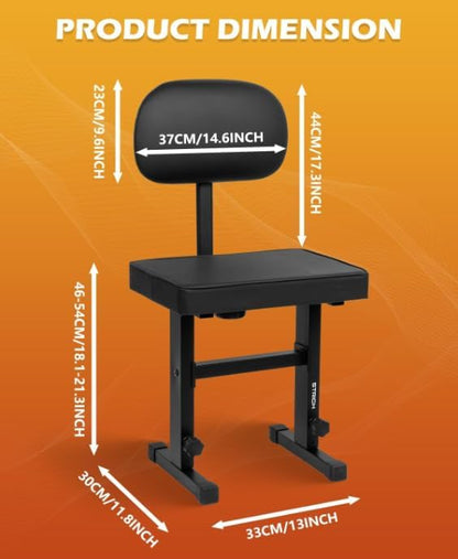 Piano Bench Adjustable Stool, Music Keyboard Bench Seat, Piano Stool Chair with Padded Cushion for Musicians, Black, SPB-M50 (PU Leather)