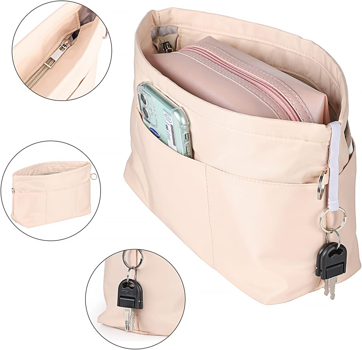 Nylon Handbag Organizer Insert - Purse Tote Shaper in Bag