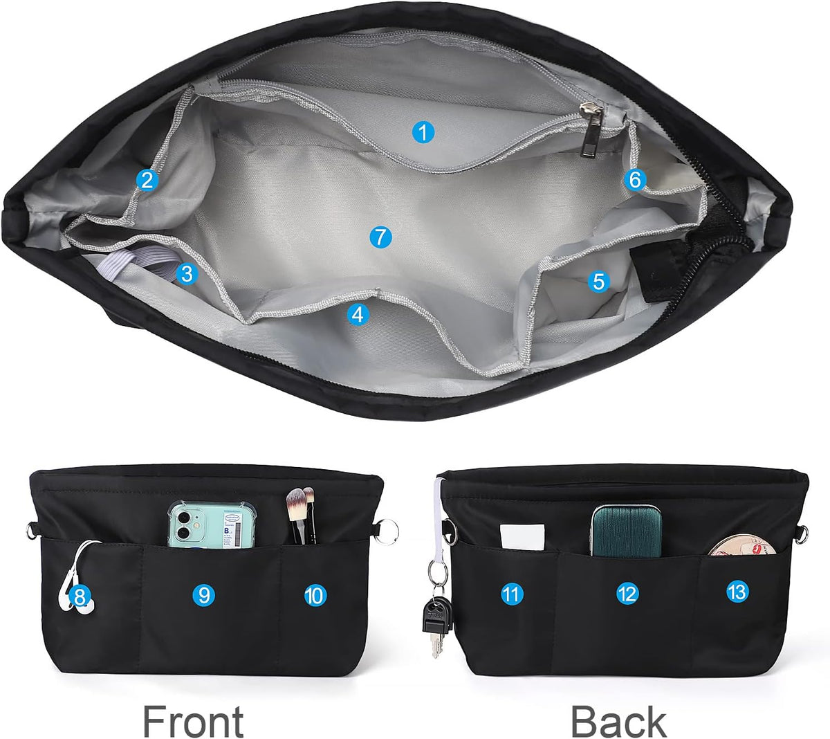 Nylon Handbag Organizer Insert - Purse Tote Shaper in Bag