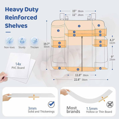 Diaper Organizer Changing Table – Large Capacity Multi Pockets Zipper for