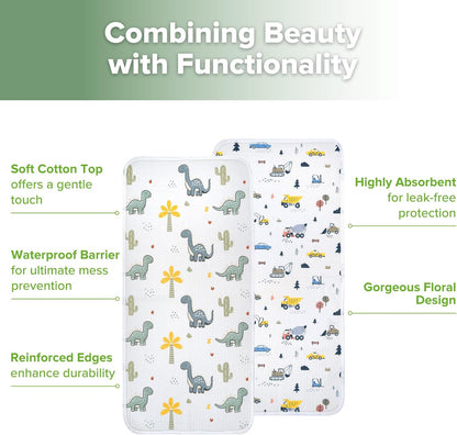 Waterproof Changing Pad Liners, Soft & Breathable, 2pcs, 13" x 27.5"