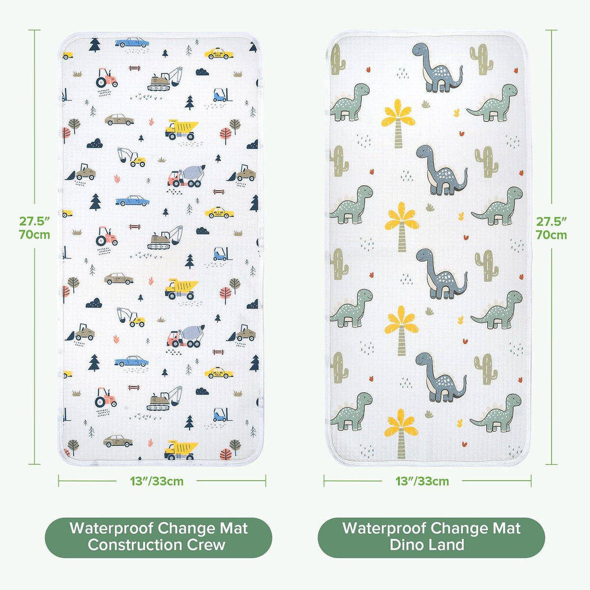 Waterproof Changing Pad Liners, Soft & Breathable, 2pcs, 13" x 27.5"