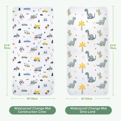 Waterproof Changing Pad Liners, Soft & Breathable, 2pcs, 13" x 27.5"