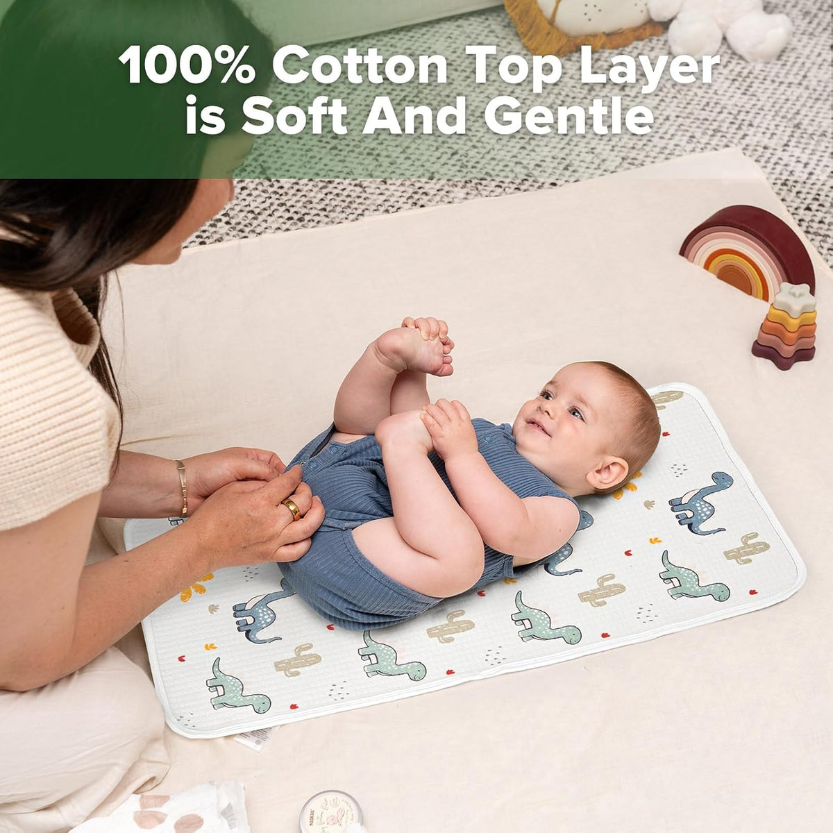 Waterproof Changing Pad Liners, Soft & Breathable, 2pcs, 13" x 27.5"