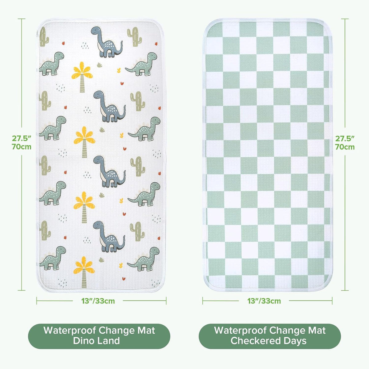 Waterproof Changing Pad Liners, Soft & Breathable, 2pcs, 13" x 27.5"