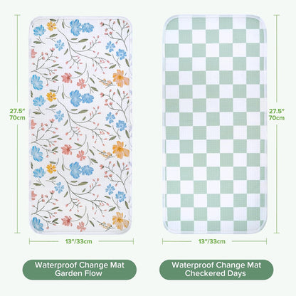 Waterproof Changing Pad Liners, Soft & Breathable, 2pcs, 13" x 27.5"