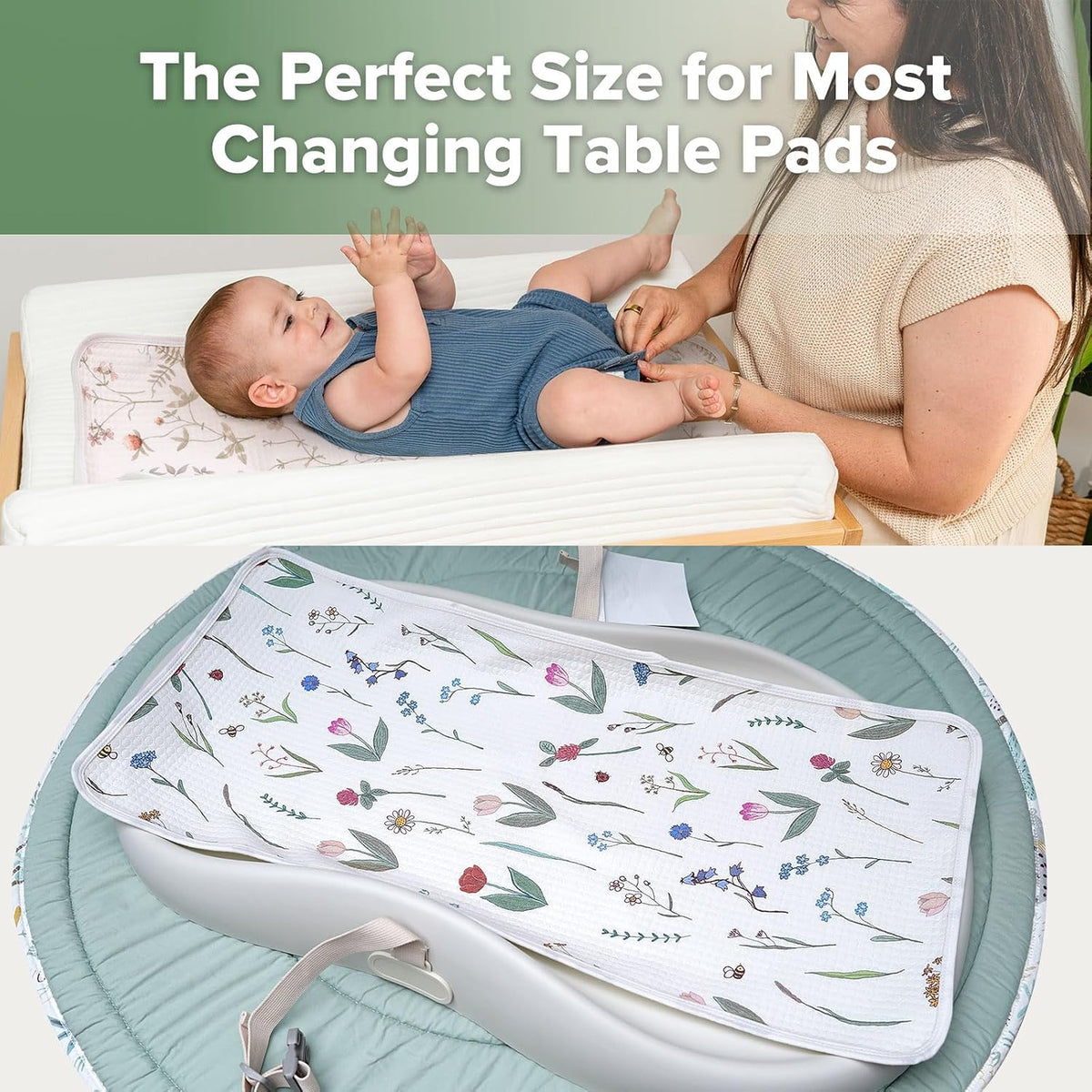 Waterproof Changing Pad Liners, Soft & Breathable, 2pcs, 13" x 27.5"