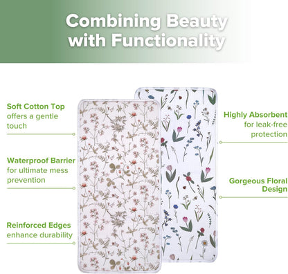 Waterproof Changing Pad Liners, Soft & Breathable, 2pcs, 13" x 27.5"
