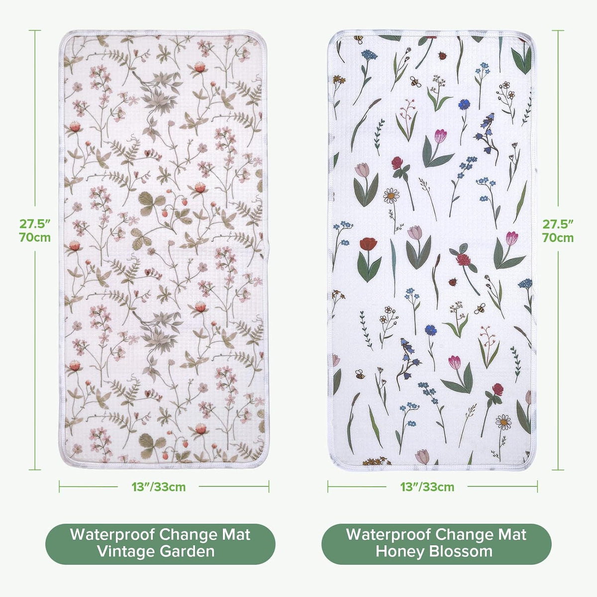Waterproof Changing Pad Liners, Soft & Breathable, 2pcs, 13" x 27.5"