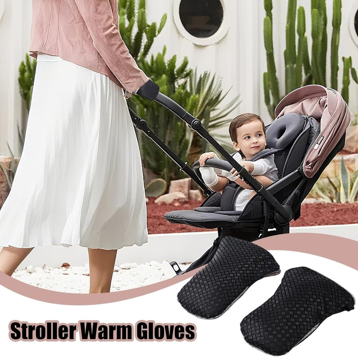 Stroller Mittens – Waterproof Winter Gloves for Adults Sturdy Design with Adjustable Fit Anti Static Accessories for Caregivers Parents Boys Girls Outdoor Shopping Cart 12.2x7.48x1.18 Inches