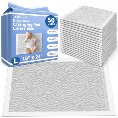 Disposable Changing Pad Liners, Ultra-Absorbent - 50 Count (Sage)