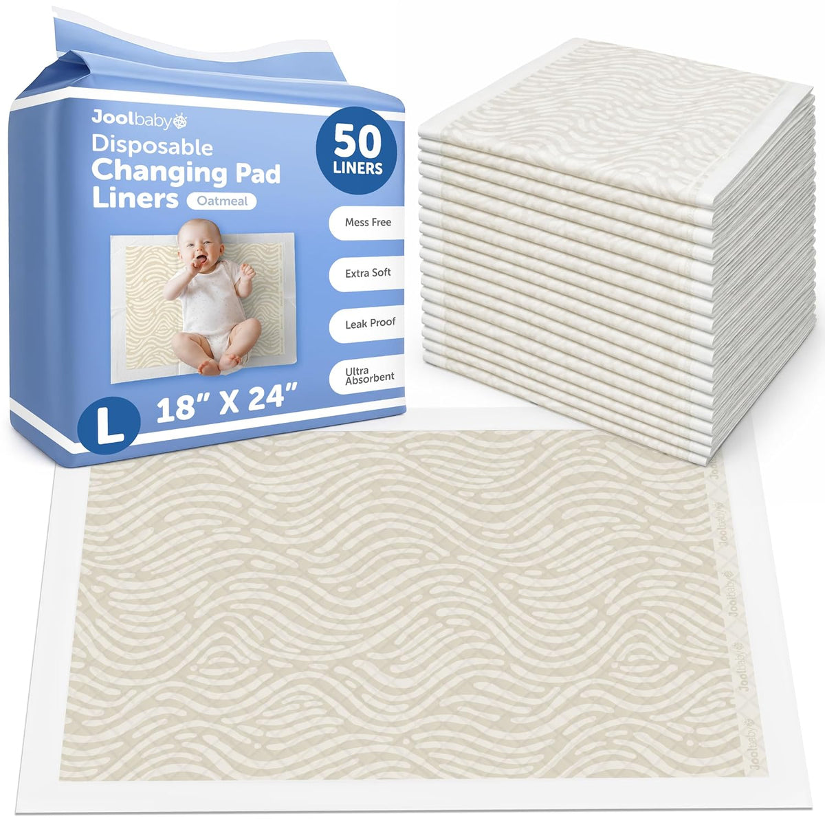 Disposable Changing Pad Liners, Ultra-Absorbent - 50 Count (Sage)