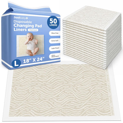 Disposable Changing Pad Liners, Ultra-Absorbent - 50 Count (Sage)