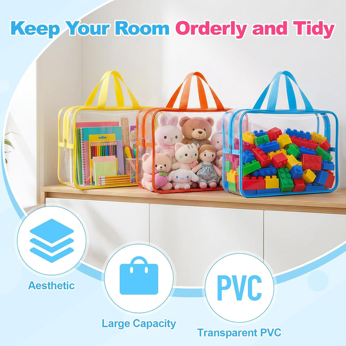 6 Pcs Clear Toy Storage Bags, Lego Storage, Puzzle Organizer