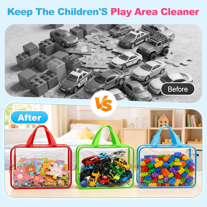 6 Pcs Clear Toy Storage Bags, Lego Storage, Puzzle Organizer