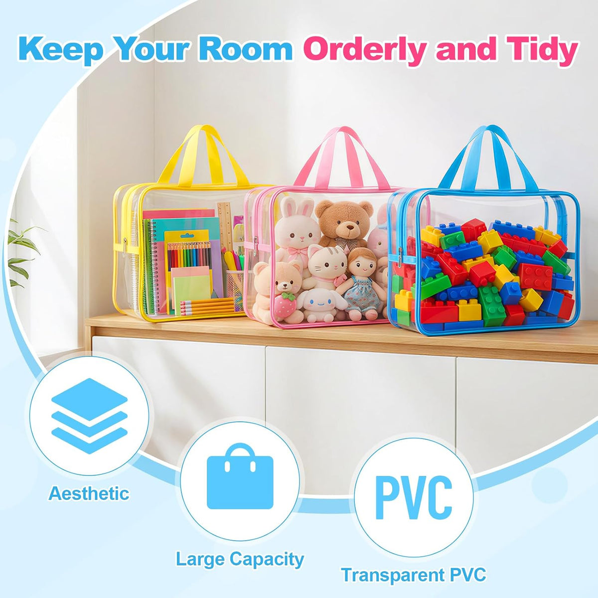 6 Pcs Clear Toy Storage Bags, Lego Storage, Puzzle Organizer