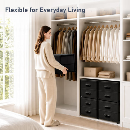 Dresser for Bedroom - Stackable Storage Drawers for Clothes with 2 Drawers, Small Dresser for Closet Storage, Fabric Storage Tower Organizer Unit for Living Room, Entryway, Office（White）