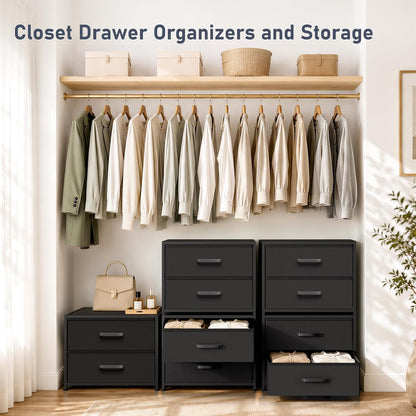 Dresser for Bedroom - Stackable Storage Drawers for Clothes with 2 Drawers, Small Dresser for Closet Storage, Fabric Storage Tower Organizer Unit for Living Room, Entryway, Office（White）