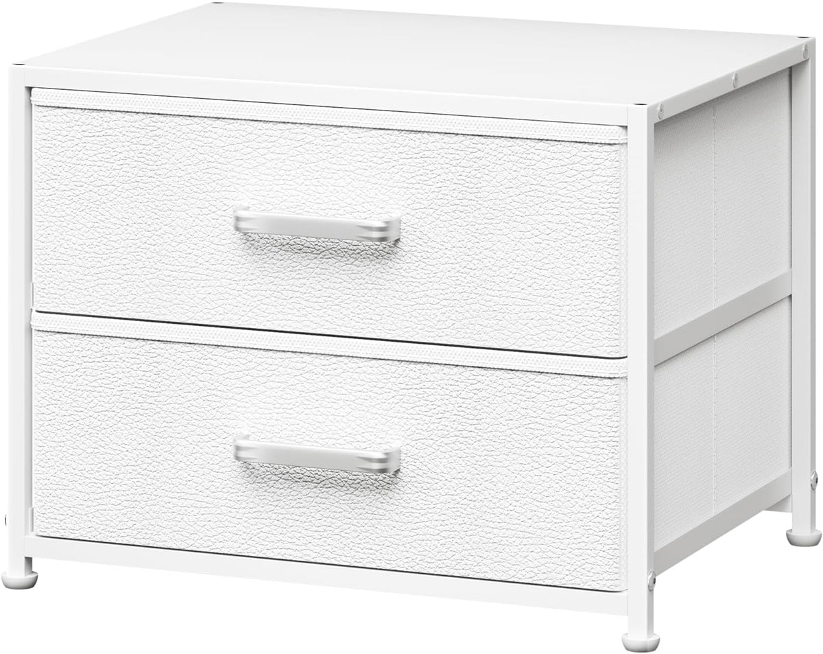 Dresser for Bedroom - Stackable Storage Drawers for Clothes with 2 Drawers, Small Dresser for Closet Storage, Fabric Storage Tower Organizer Unit for Living Room, Entryway, Office（White）
